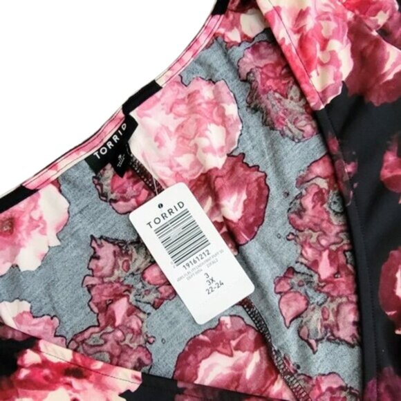 Torrid Cinch Front Skater Mini Dress Bodycon Puff Sleeve Pink Floral Siz… - Picture 8 of 8